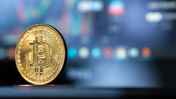 Global stock market trading floor with digital displays showing market volatility