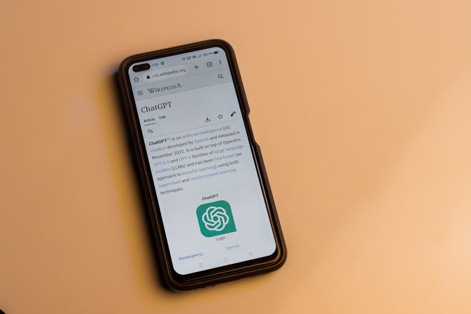 Human hands interacting with AI chatbot on smartphone
